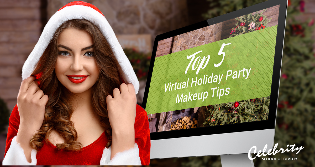 Photo of female in front of Top 5 Virtual Holiday Party Makeup Tips Sign